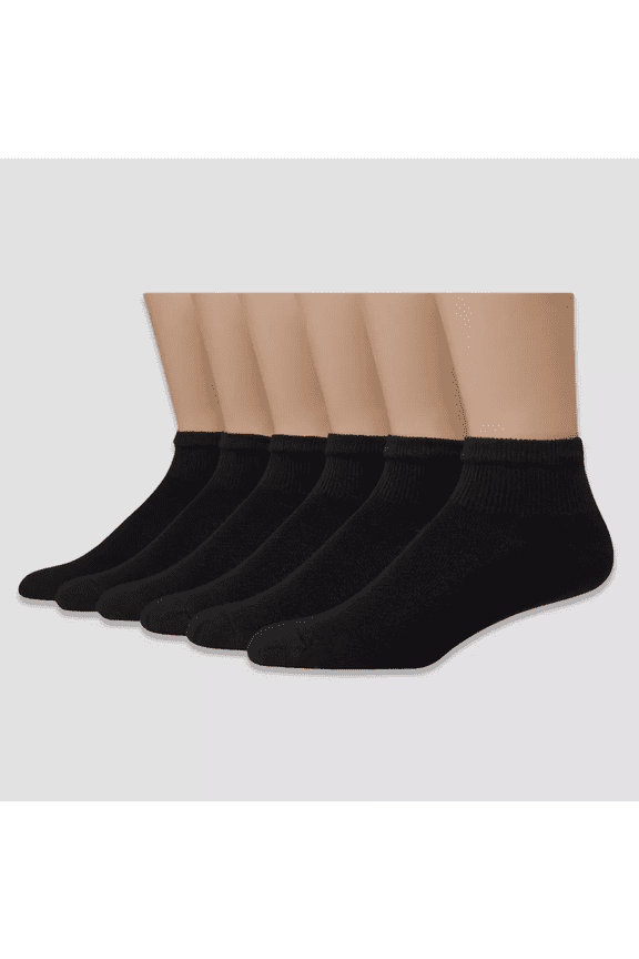 Hanes Premium Men's X-Temp Breathable Ankle Socks 6pk - Black 6-12: Cushioned Sole, Reinforced Heel & Toe