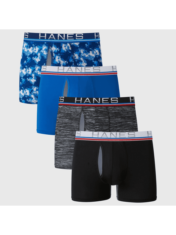 Premium Men's Xtemp Total Support Pouch 3+1 Trunk - Blue/Gray, Medium