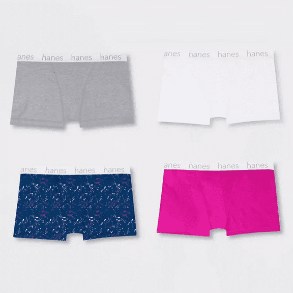 Hanes Premium Women's 4pk Boyfriend Cotton Stretch Boxer Briefs - Colors May Vary, Large/7