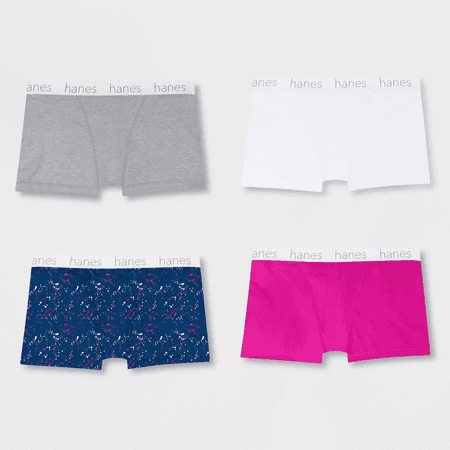Hanes Premium Women's 4pk Boyfriend Cotton Stretch Boxer Briefs - Colors May Vary, Medium