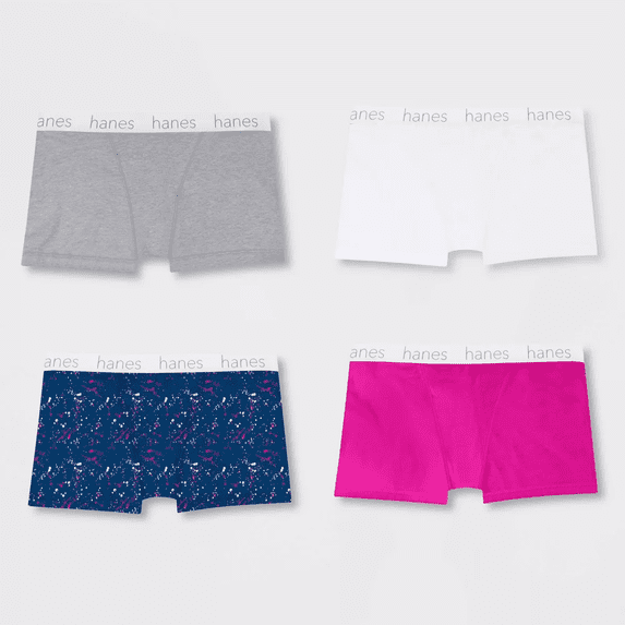 Hanes Premium Women's 4pk Boyfriend Cotton Stretch Boxer Briefs - Colors May Vary, Medium
