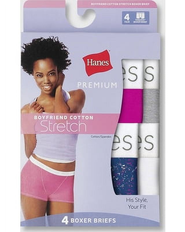 Hanes Premium Women's 4pk Boyfriend Cotton Stretch Boxer Briefs