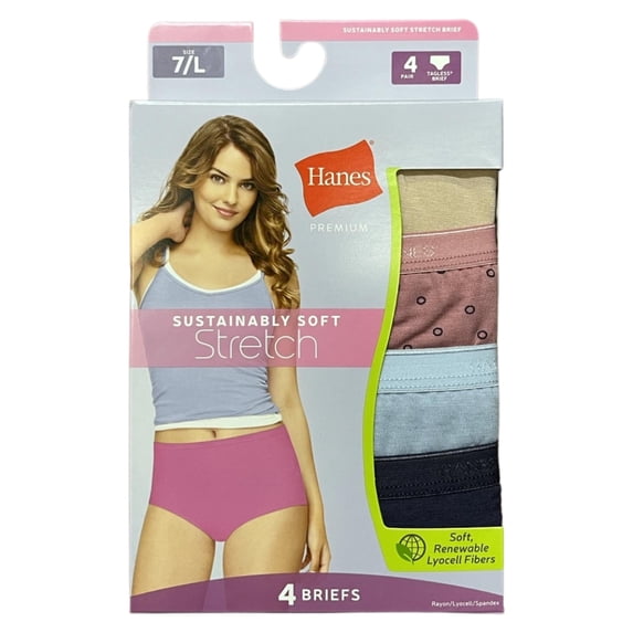 Hanes Premium Women's Sustainaby Soft Briefs Pack Of 4 Assorted Colors