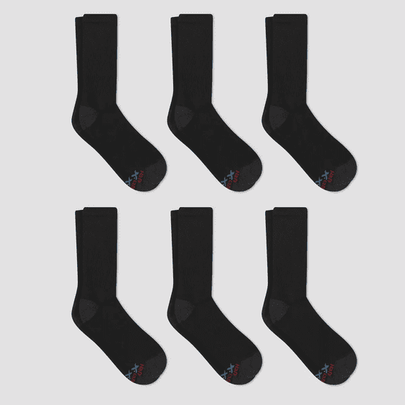 Hanes Premium X-temp Cool Men's 6pk Crew Socks - Black, 6-12