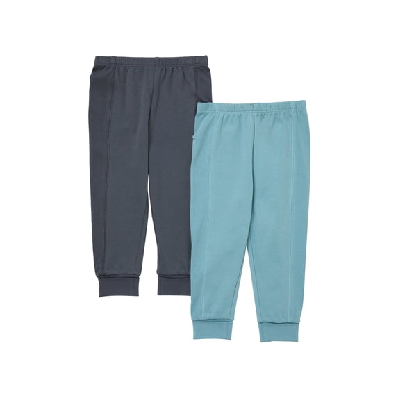 Hanes Pure Comfort Baby French Terry Joggers, Organic Cotton, Boys & Girls, 2-Pack Shale Calm/Shoals Blue 12MTH