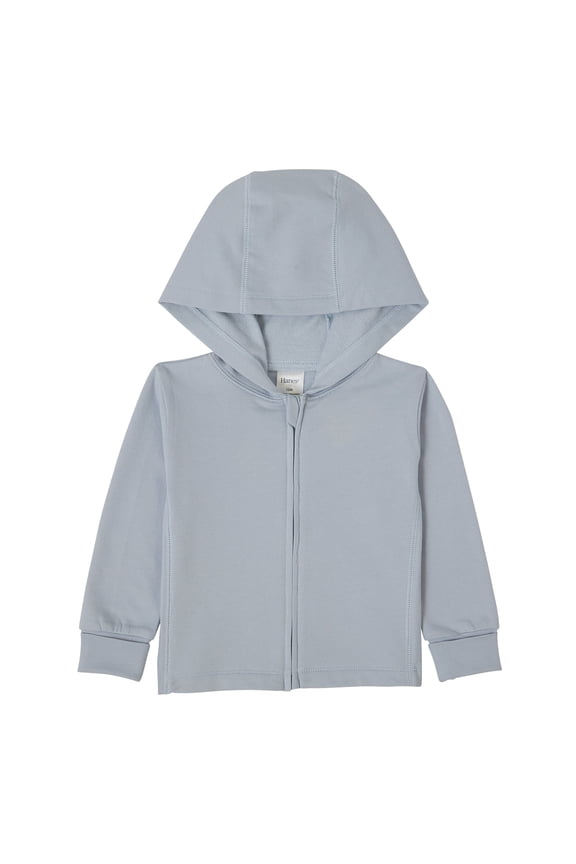 Pure Comfort Baby Lightweight French Terry Full-Zip Hoodie, Organic Cotton, Boys & Girls Silver Spotlight 18MTH