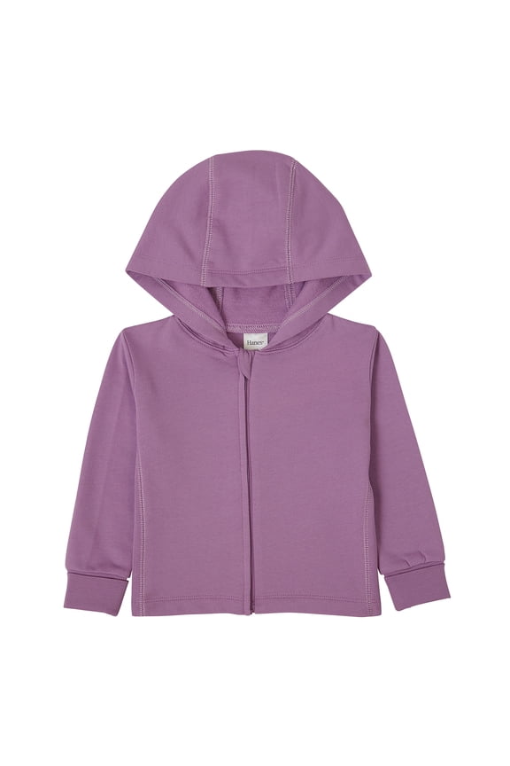 Pure Comfort Baby Lightweight French Terry Full-Zip Hoodie, Organic Cotton, Boys & Girls Tinted Lavender 9MTH