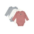thumbnail image 1 of Hanes Pure Comfort Baby Long Sleeve Bodysuits, Organic Cotton, Boys & Girls, 3-Pack Orange/Neutral Assortment 24MTH, 1 of 2