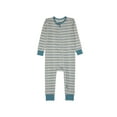 thumbnail image 1 of Hanes Pure Comfort Baby Long Sleeve Footless Sleep N' Play, Organic Cotton, Boys & Girls Blue/Beige Stripes 3MTH, 1 of 4