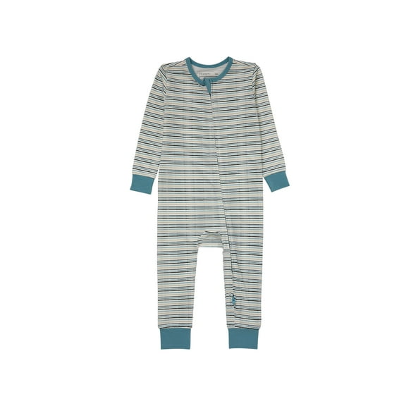 Hanes Pure Comfort Baby Long Sleeve Footless Sleep N' Play, Organic Cotton, Boys & Girls Blue/Beige Stripes 3MTH