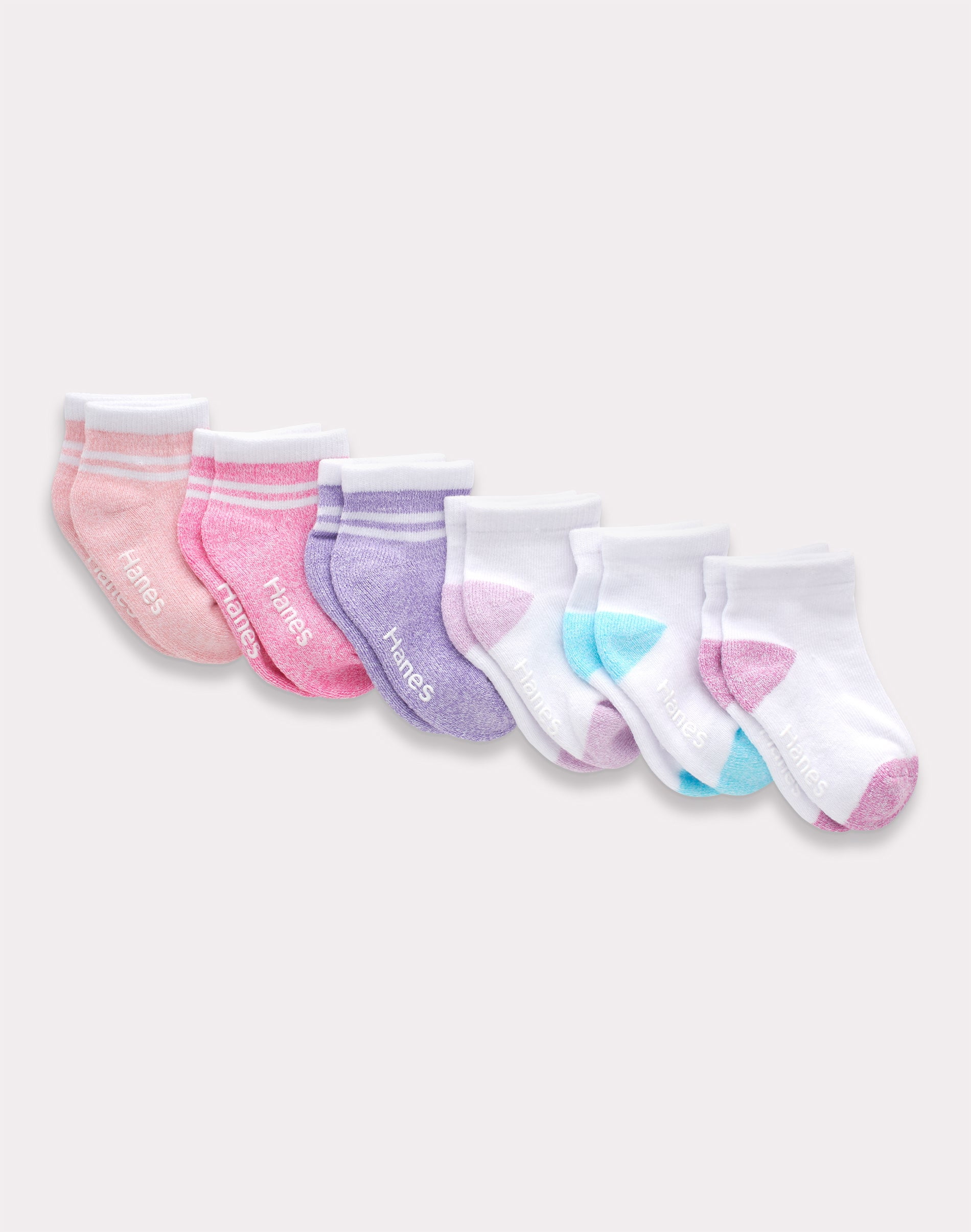 Hanes Pure Comfort Infant/Toddler Girls’ Ankle Socks, Organic Cotton, 6-Pairs Assorted 24MTH