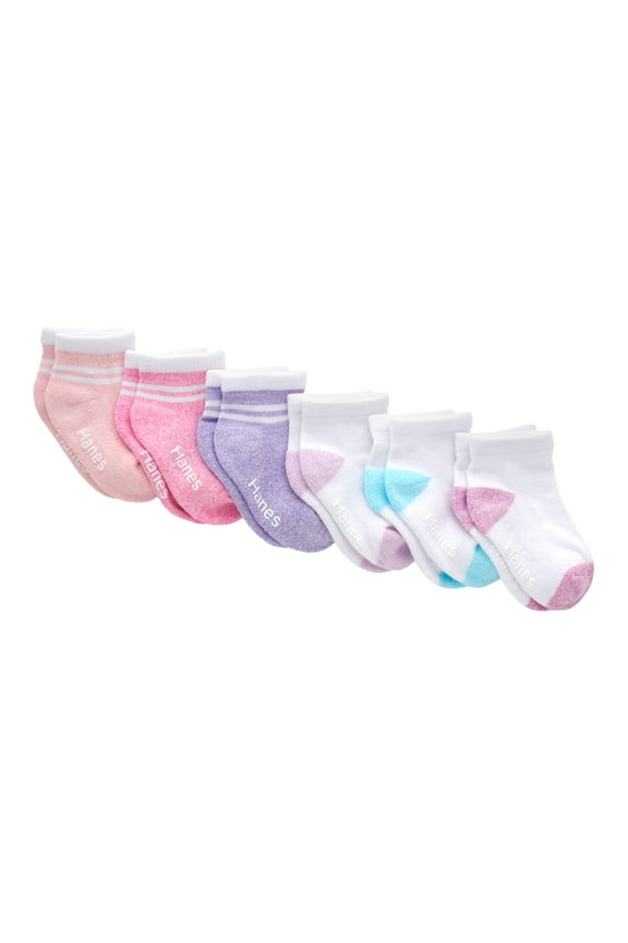 Pure Comfort Infant/Toddler Girls’ Ankle Socks, Organic Cotton, 6-Pairs