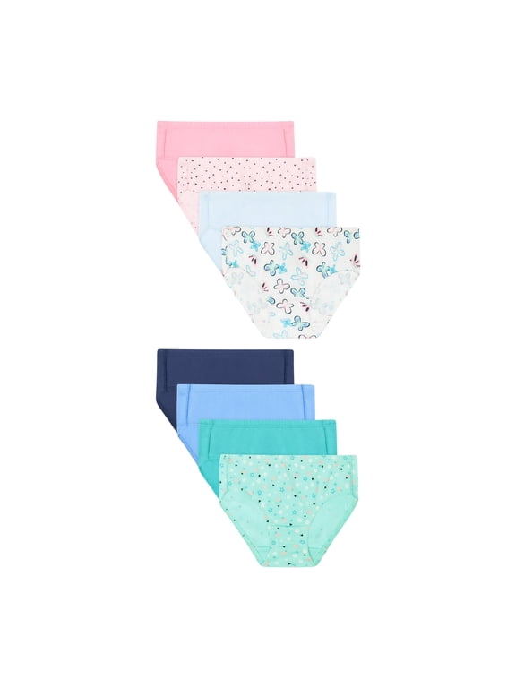 Pure Comfort Toddler Girls' Underwear Briefs, 8-Pack, Organic Cotton Assorted 4T/5T