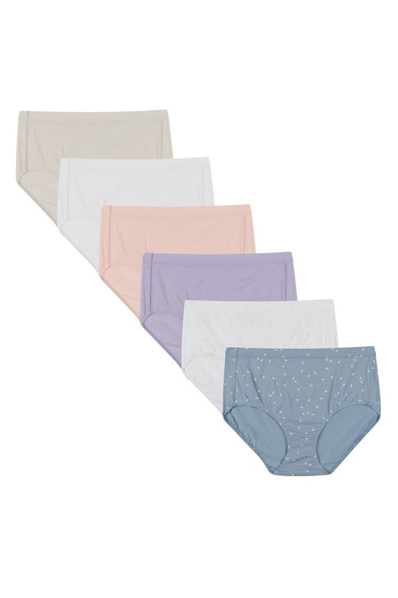 Womens Underwear Briefs, 6-Pack, Pure Comfort Organic Cotton Brief Panties, Full Coverage