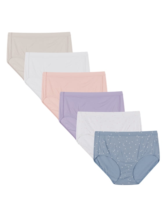 Womens Underwear Briefs, 6-Pack, Pure Comfort Organic Cotton Brief Panties, Full Coverage