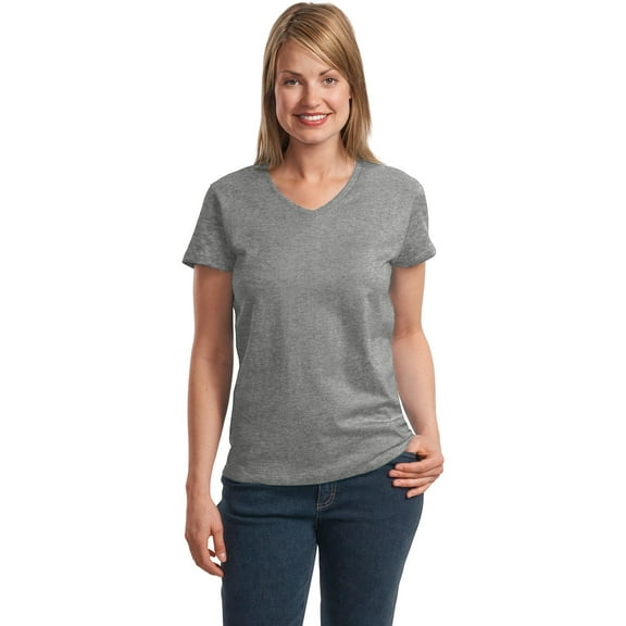 Hanes Relaxed Fit Women's ComfortSoft V-Neck T-Shirt Light Steel