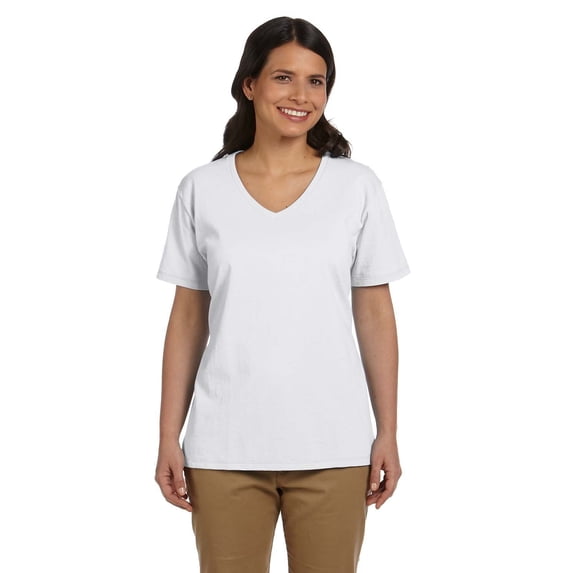 Hanes - Essential-T Women’s V-Neck T-Shirt - 5780, 3XL, White