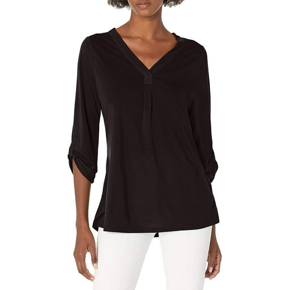 Hanes Rolled Sleeve V-Neck Top (Women's)