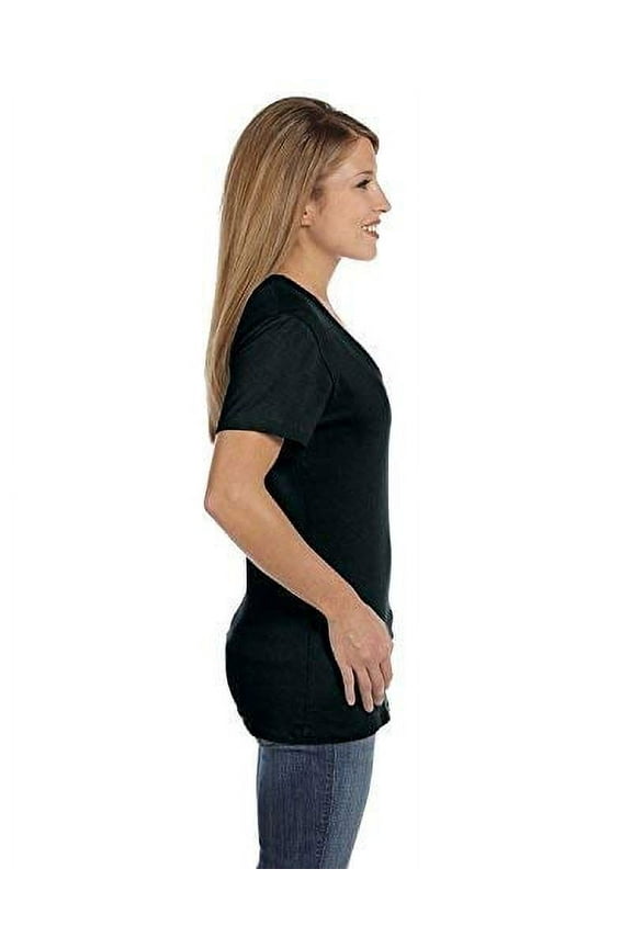 S04V Cotton Women's Short Sleeve Nano Cotton V-Neck Tee XX-Large Black - 3 Pack