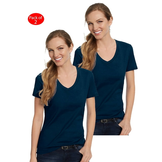 Hanes S04V Hanes Women'S Nano-T V-Neck T-Shirt, Pack Of 2 - Walmart.com