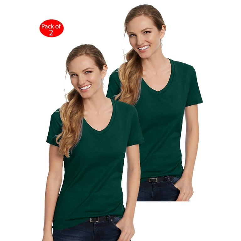 Hanes S04V - Ladies Nano-T Cotton V-Neck T-Shirt