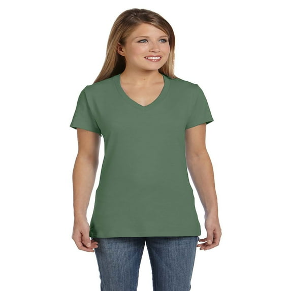 Hanes - Perfect-T Women’s V-Neck T-Shirt - S04V, XL, Vintage Green