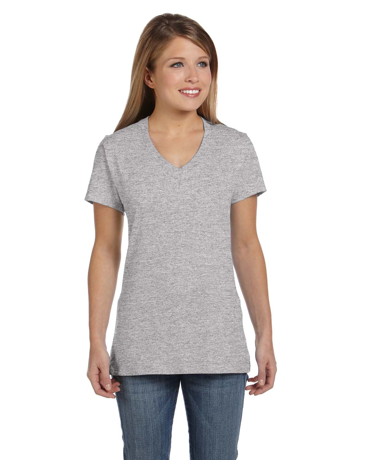 Hanes S04V Ladies Nano-T Cotton V-Neck T-Shirt