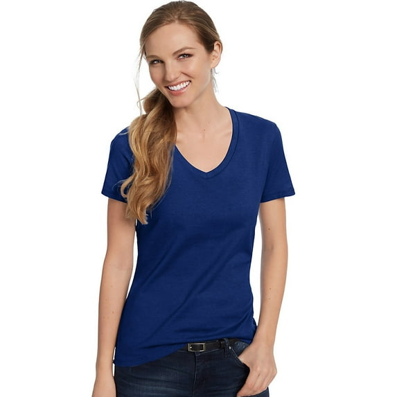 Hanes S04V Ladies Nano-T Cotton V-Neck T-Shirt