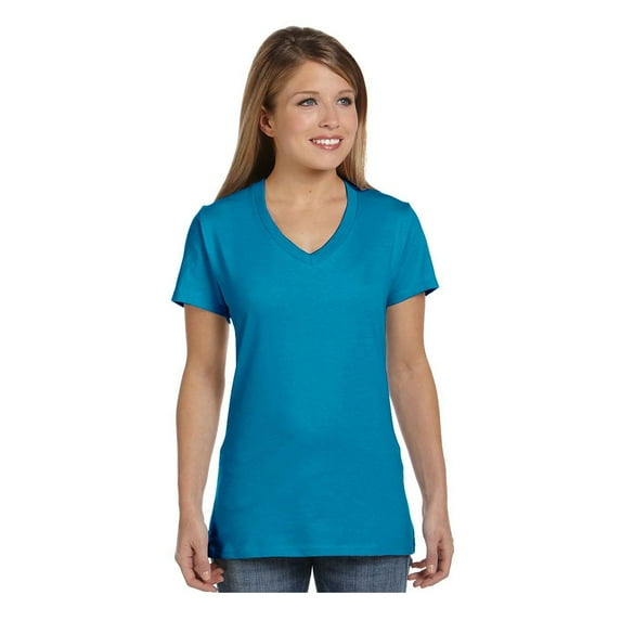 Hanes S04V Ladies Nano-T Cotton V-Neck T-Shirt