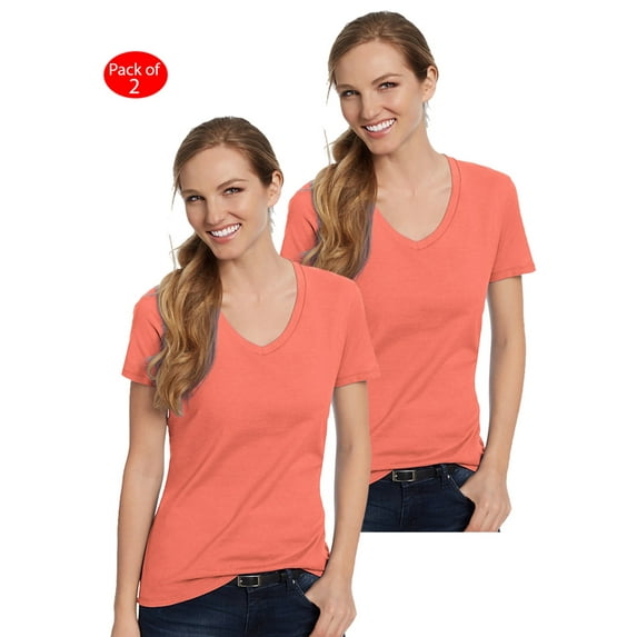 Hanes S04V Ladies Nano-T Cotton V-Neck T-Shirt
