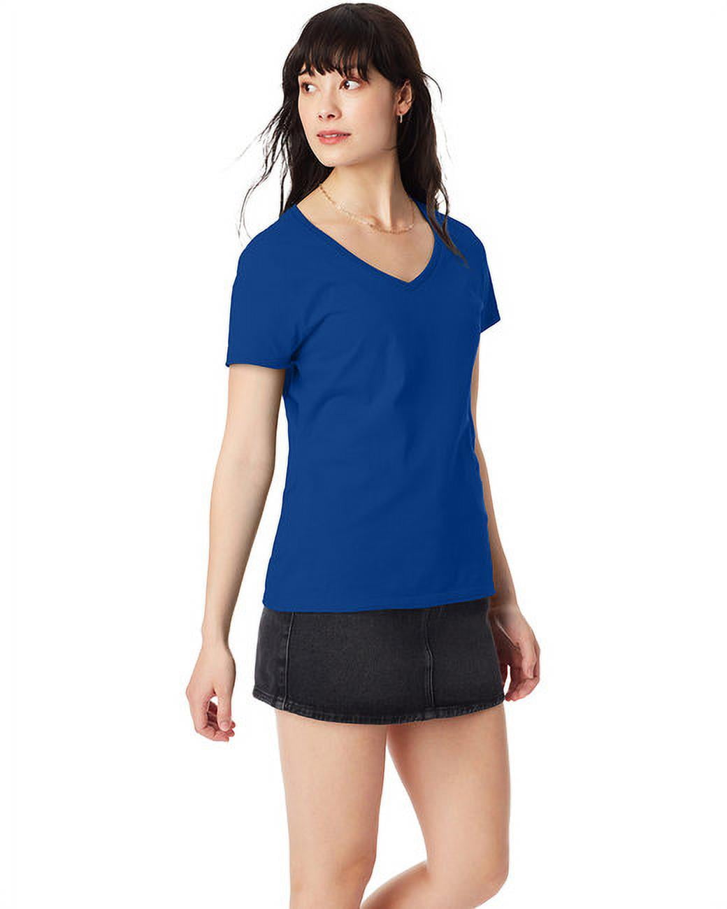 Hanes S04V Ladies Nano-T Cotton V-Neck T-Shirt - Walmart.com