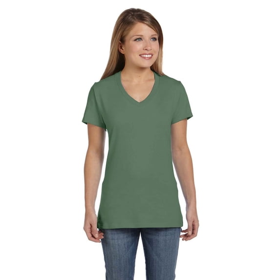 Hanes S04V Ladies Nano-T Cotton V-Neck T-Shirt