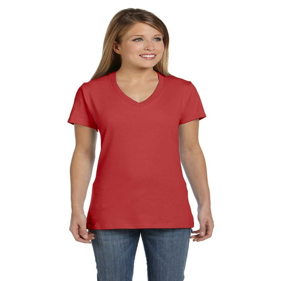 Hanes S04V Ladies Nano-T Cotton V-Neck T-Shirt
