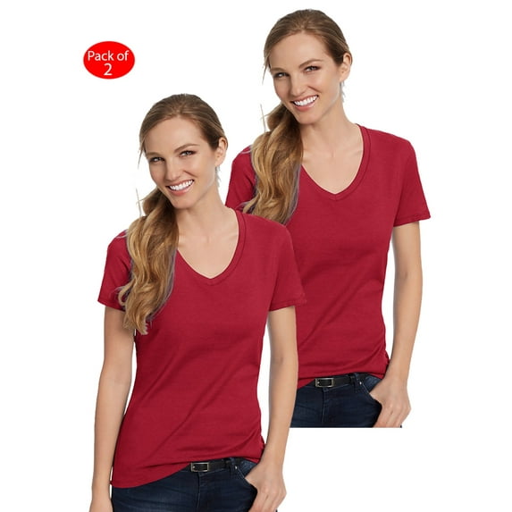 Hanes S04V Ladies Nano-T Cotton V-Neck T-Shirt