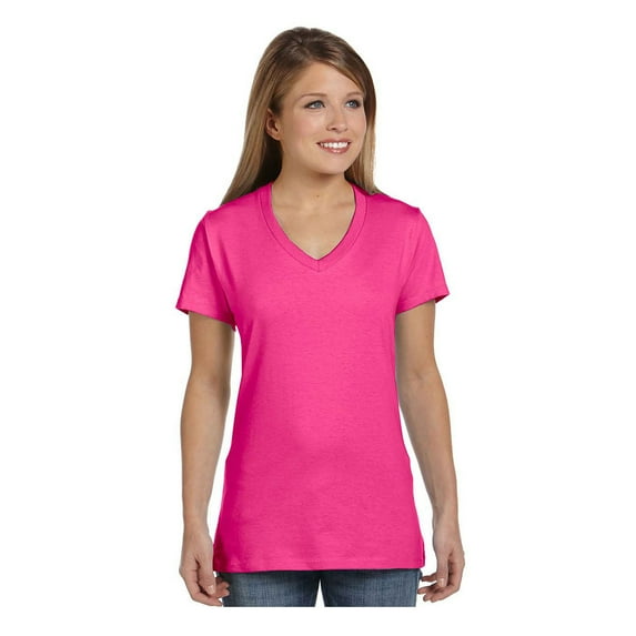 Hanes S04V Ladies Nano-T Cotton V-Neck T-Shirt