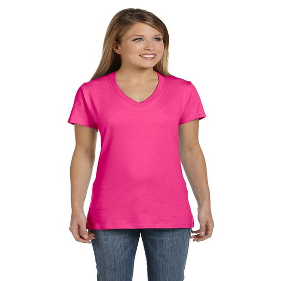 Hanes S04V Ladies Nano-T Cotton V-Neck T-Shirt
