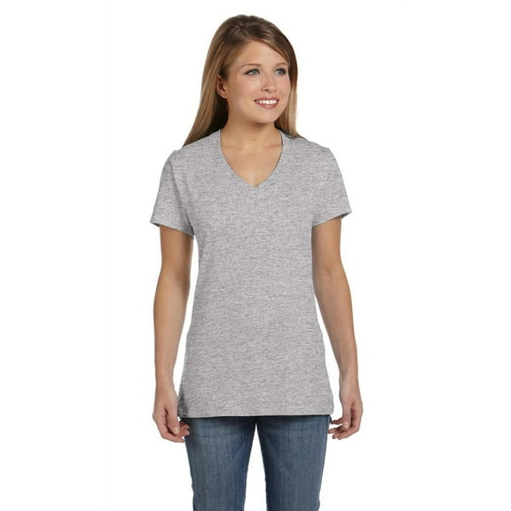 Hanes S04V Ladies Nano-T Cotton V-Neck T-Shirt
