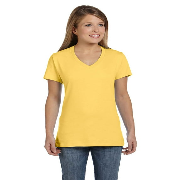 Hanes - Perfect-T Women’s V-Neck T-Shirt - S04V, M, Vintage Gold