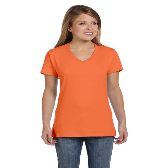 Hanes - Perfect-T Women’s V-Neck T-Shirt - S04V, 2XL, Vintage Orange