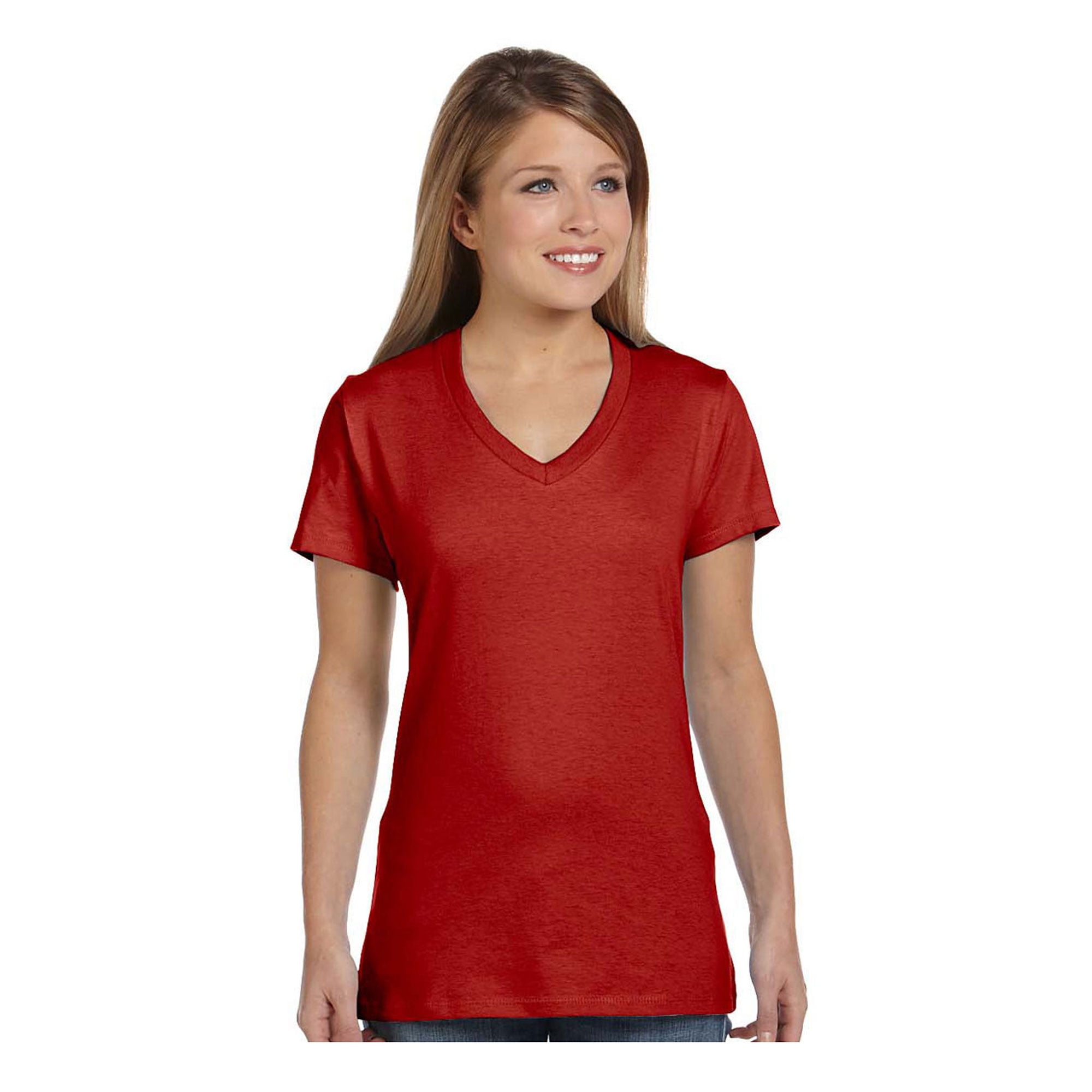 Hanes S04V Ladies Nano-T Cotton V-Neck T-Shirt - Walmart.com