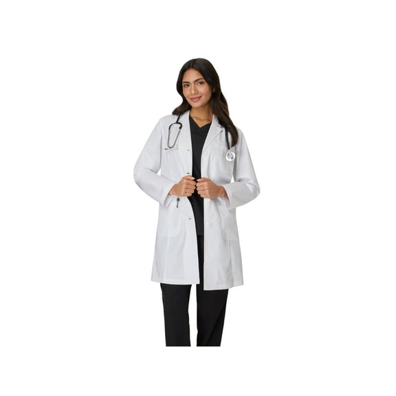 Hanes Scrubs Women's Long Sleeve Button Front 5 Pocket Lab Coat, Style HLC100, Sizes up-to 2XL