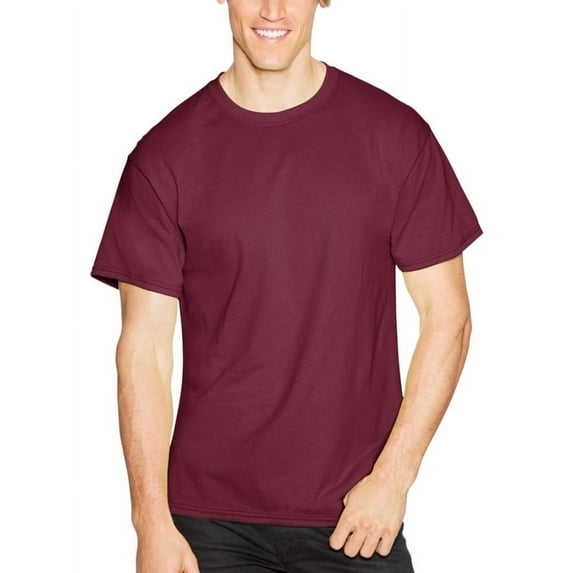 Hanes Short Sleeve 50/50 T-Shirt Big Sizes, Maroon, 3XLarge