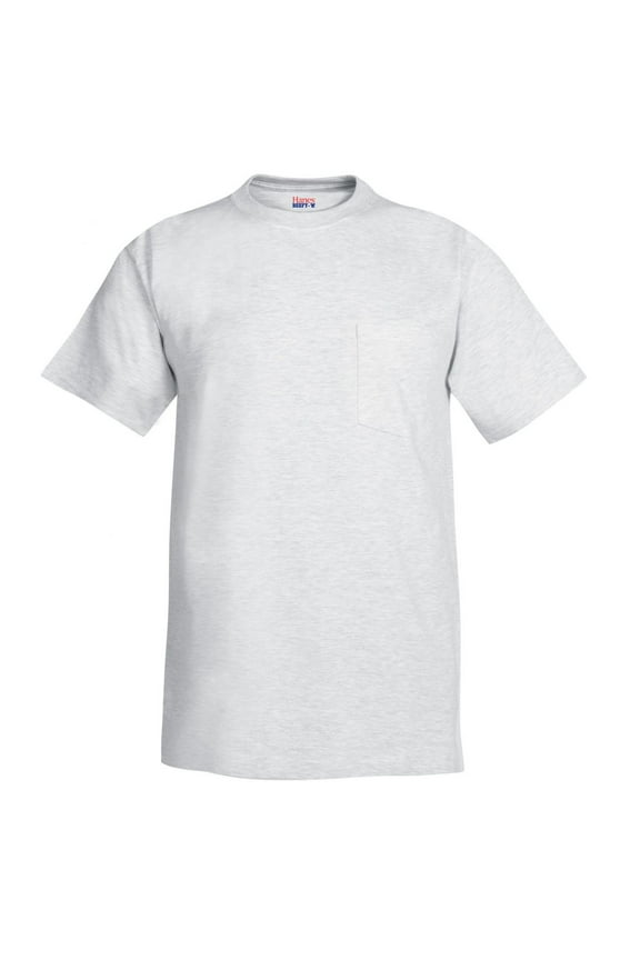 Short Sleeve Beefy-T Pocket T-Shirts - Big Sizes, Ash, 3XLarge