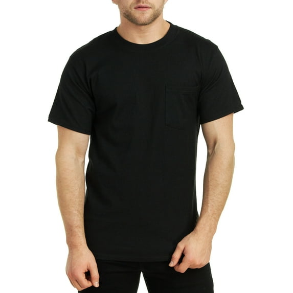 Hanes Short Sleeve Beefy-T Pocket T-Shirts, Black, XLarge