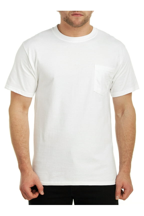 Short Sleeve Beefy-T Pocket T-Shirts, White, Medium