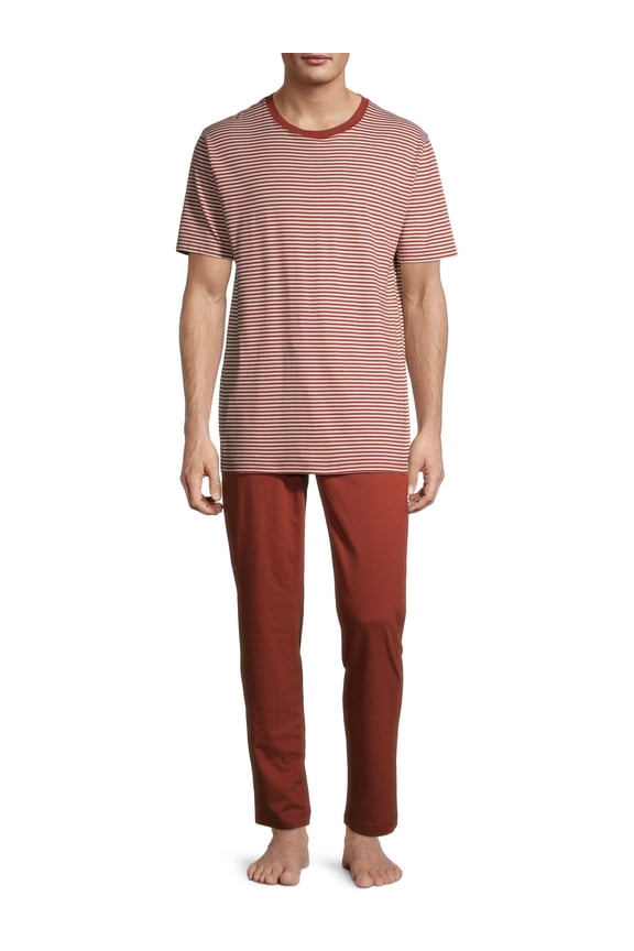 Men's Soft Pajama Short Sleeve Top and Pants Set
