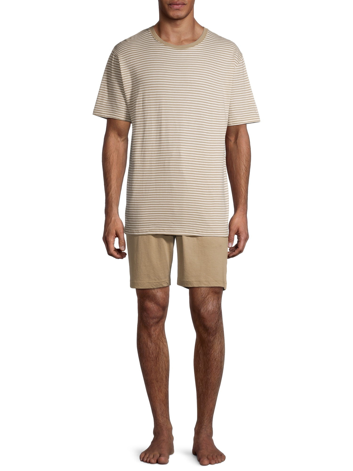 Hanes Short Sleeve Crew Neck Striped Pajamas (Men's) 2 Piece Set