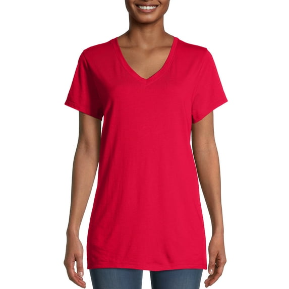 Hanes Short Sleeve Flowy V-Neck T-Shirt (Women's)