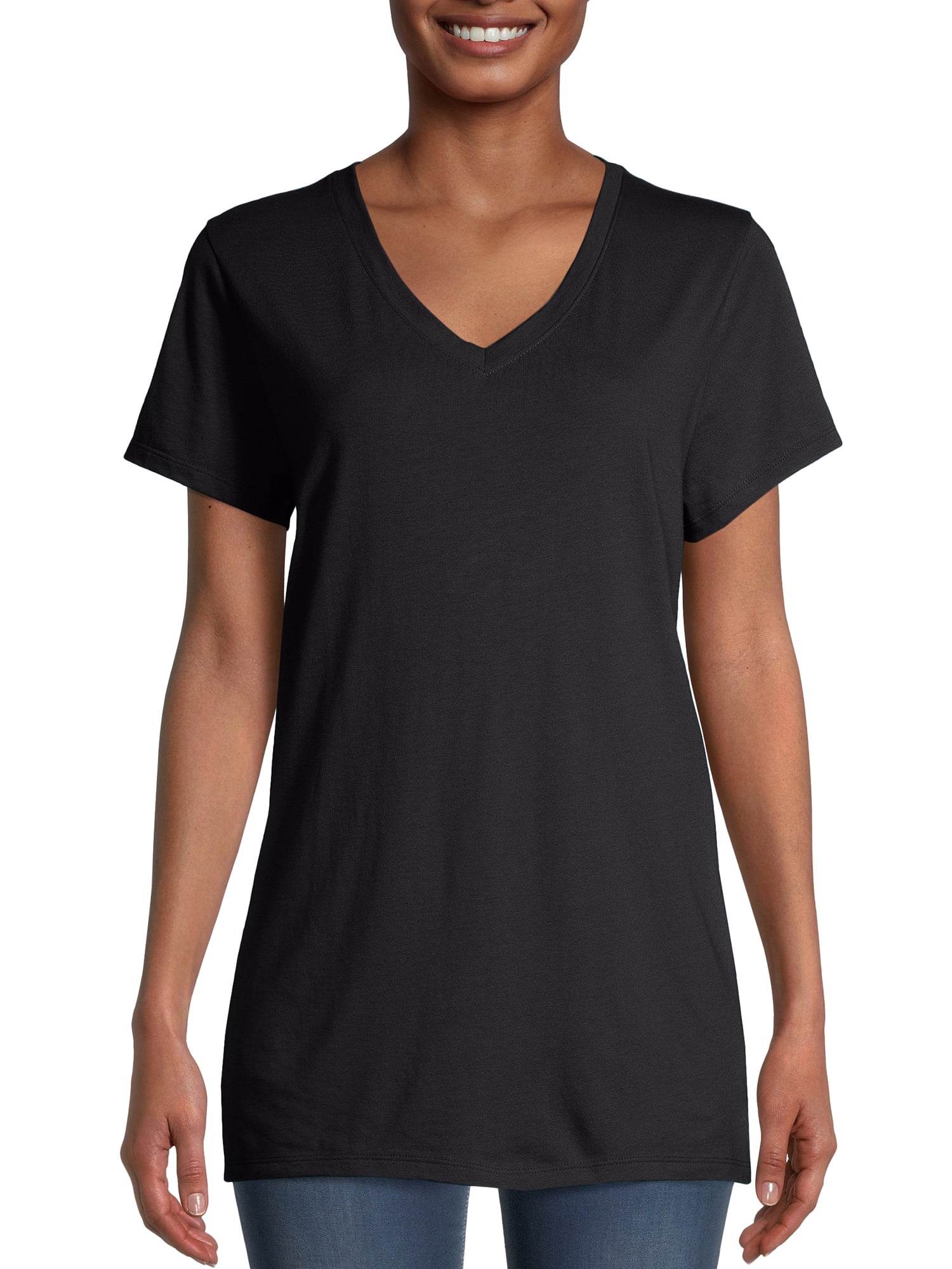 Hanes Women's Short Sleeve Flowy V-Neck T-Shirt - Relaxed Fit Basic Tee - View #4