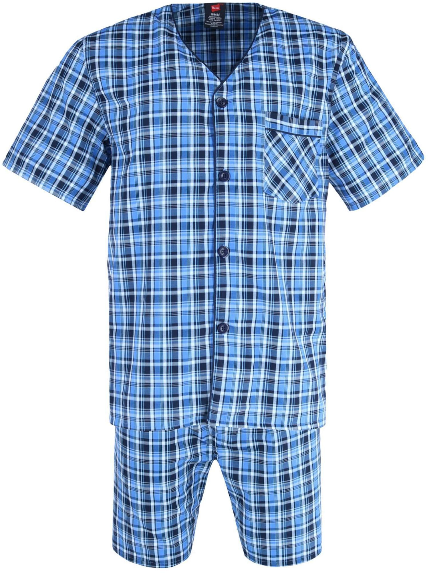 Hanes men's short sleeve short leg pajama set discount